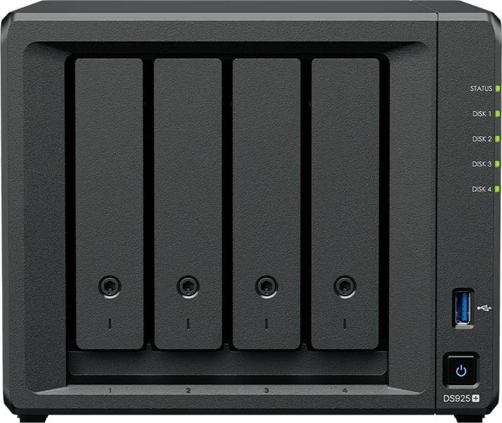 NAS server Synology DiskStation DS925+, Ryzen Embedded V1500B, 4 GB DDR4, 0 TB, Zi