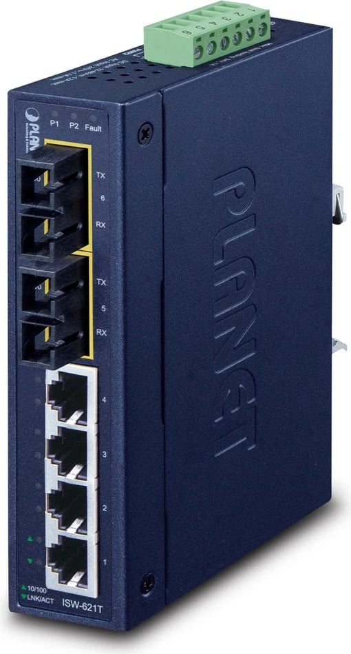 Switch Planet ISW-621TS15, 4 porta Fast Ethernet, 2 porta fibra optike, Blu