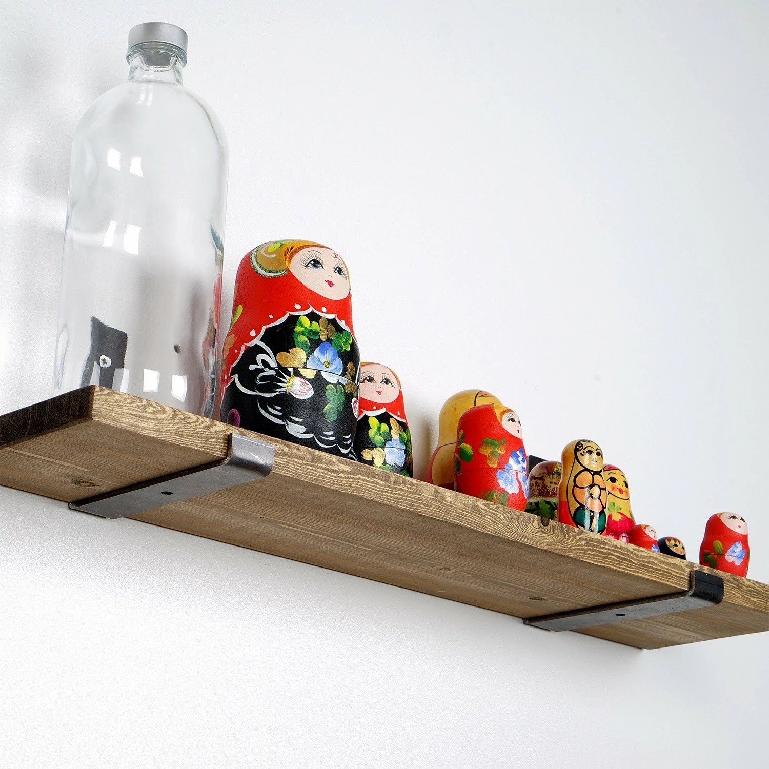 Raft dekorativ prej druri për mur, ngjyrë e zezë dhe arre, Hanah Home, Lam009