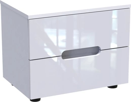 Komodinë Afina MDF, ngjyrë e bardhë me shkëlqim, 50x35x41cm
