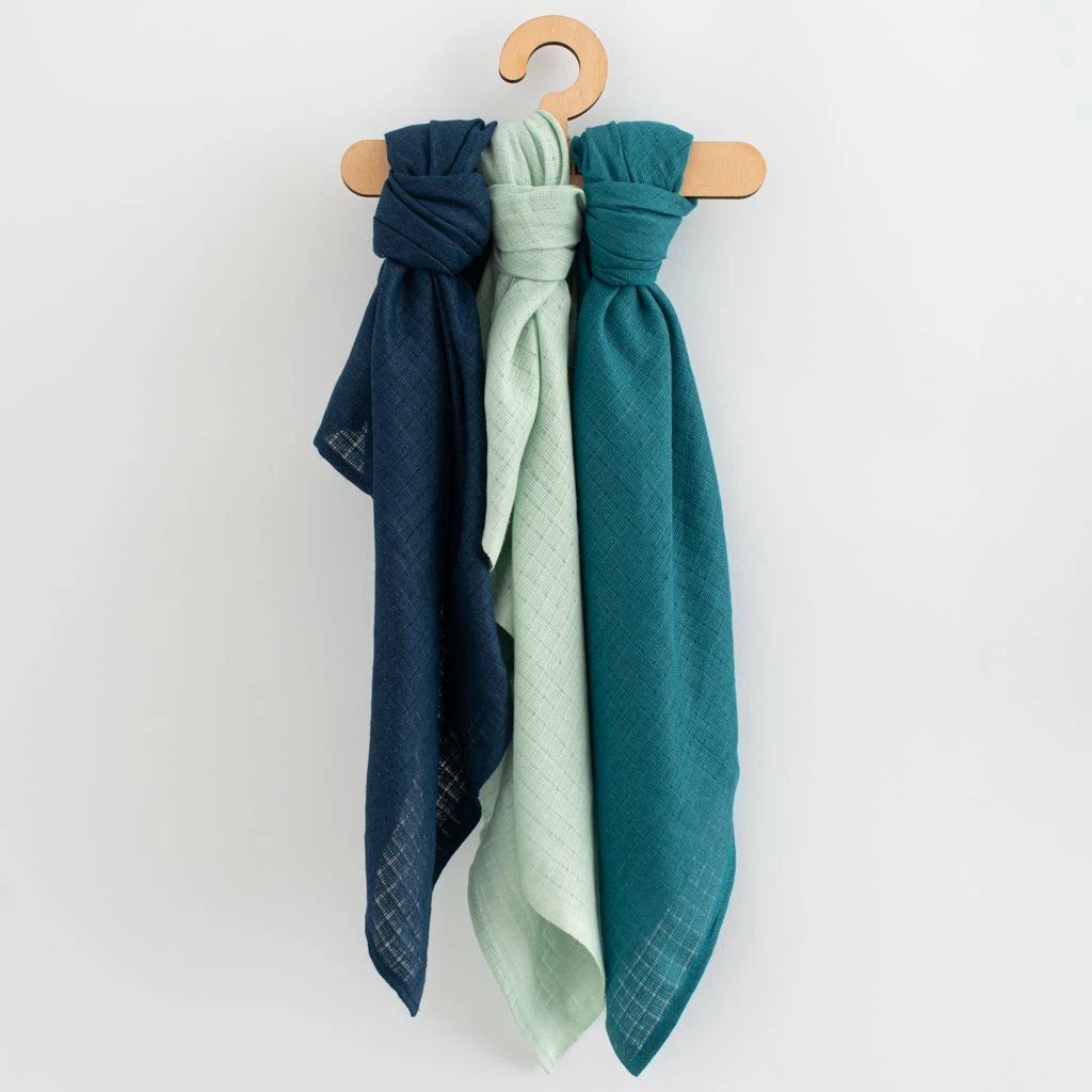 pelenë pëlhure bebe, New Baby, 70x80 cm, 100% pambuk, OEKO-TEX, djem, shumëngjyrëshe, set 3 copë