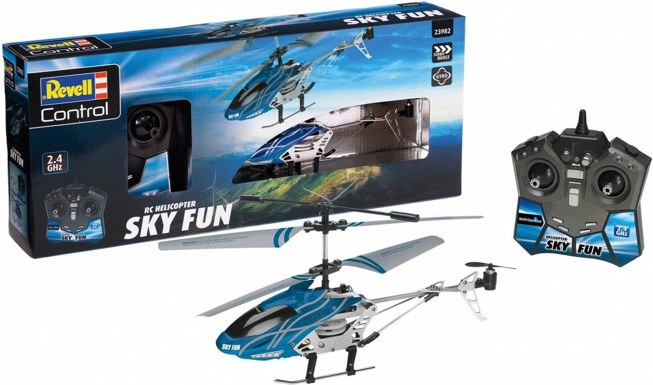 Helikopter me telekomandë Revell RC Sky Fun, 18.5 cm, i zi/blu/gri