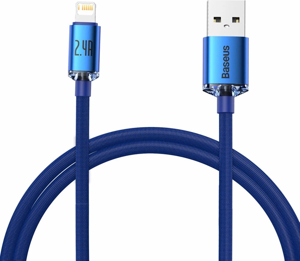 Kabllo Baseus Crystal Shine, USB-A në Lightning, 1.2m, 2.4A, Kaltër