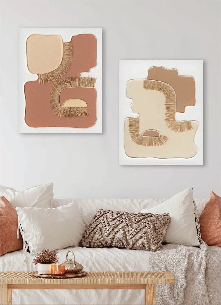 Pikturë dekorative stil boho, kanavacë, dru, bezhë, 80x100x4 cm