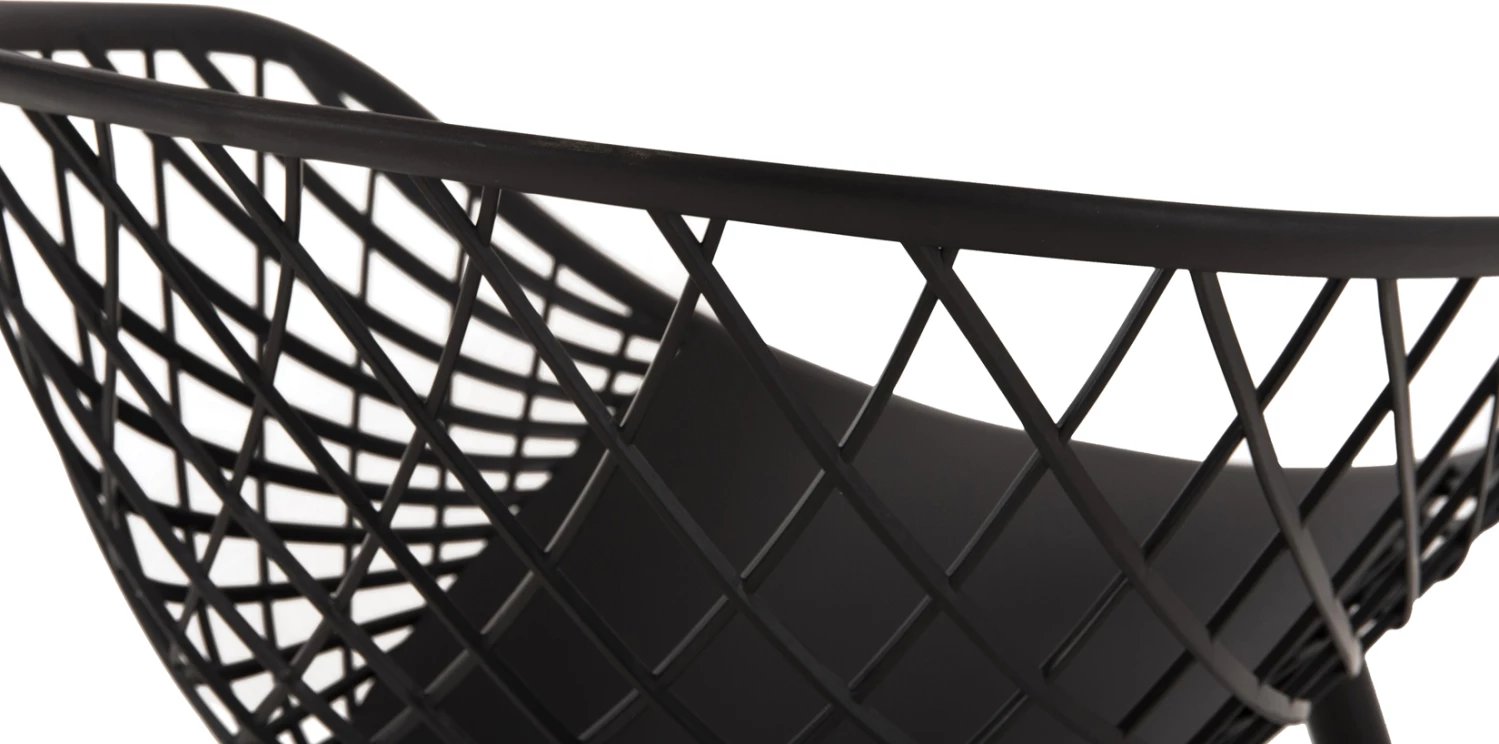 Karrige ARIADNE FH8001.22 polipropileni e zezë - këmbë metali të zeza 63x56x80Hcm., set prej 4 copësh