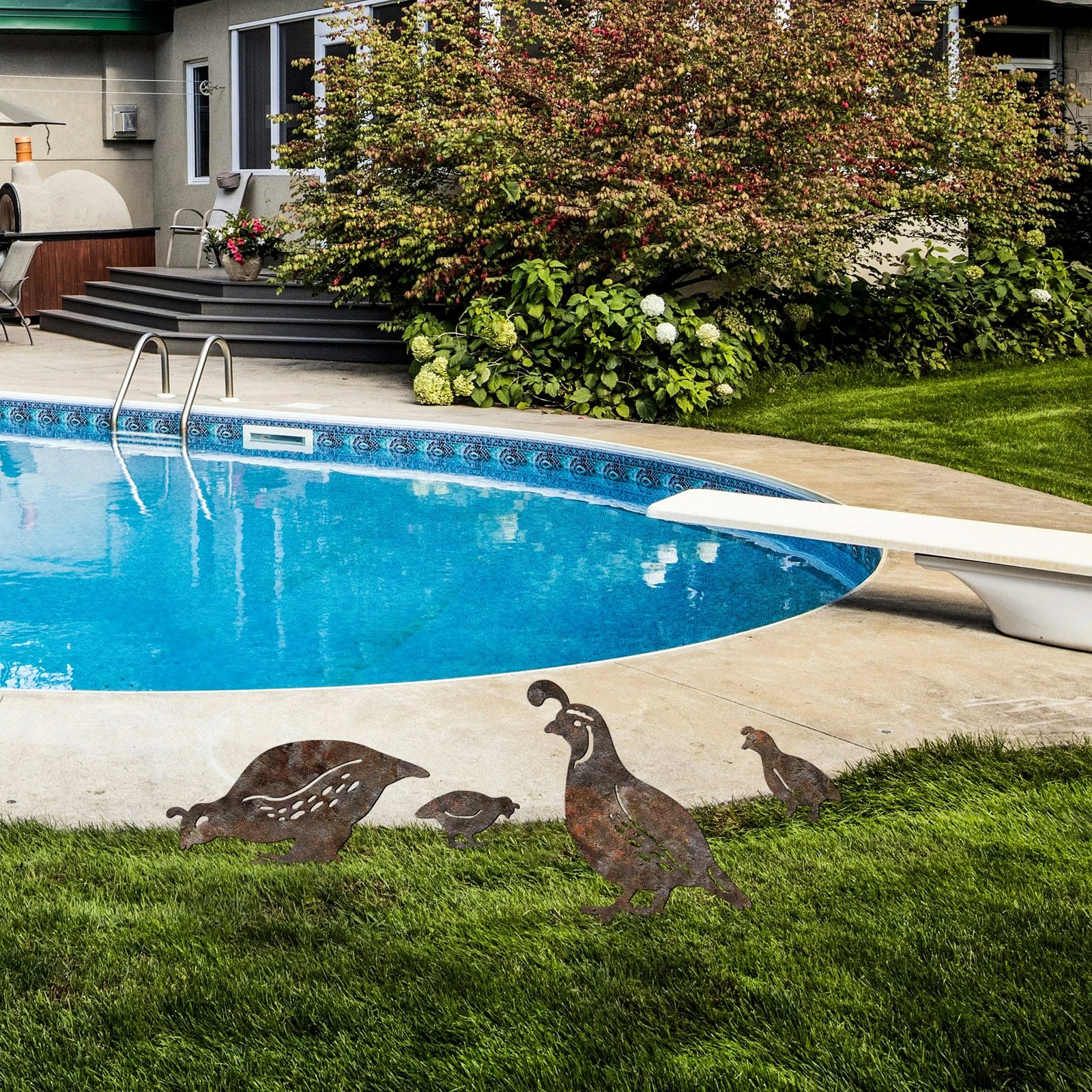 Objekt dekorativ për kopsht, Aberto Design, Fam 12, set prej 4 copash, metal, ngjyrë antike