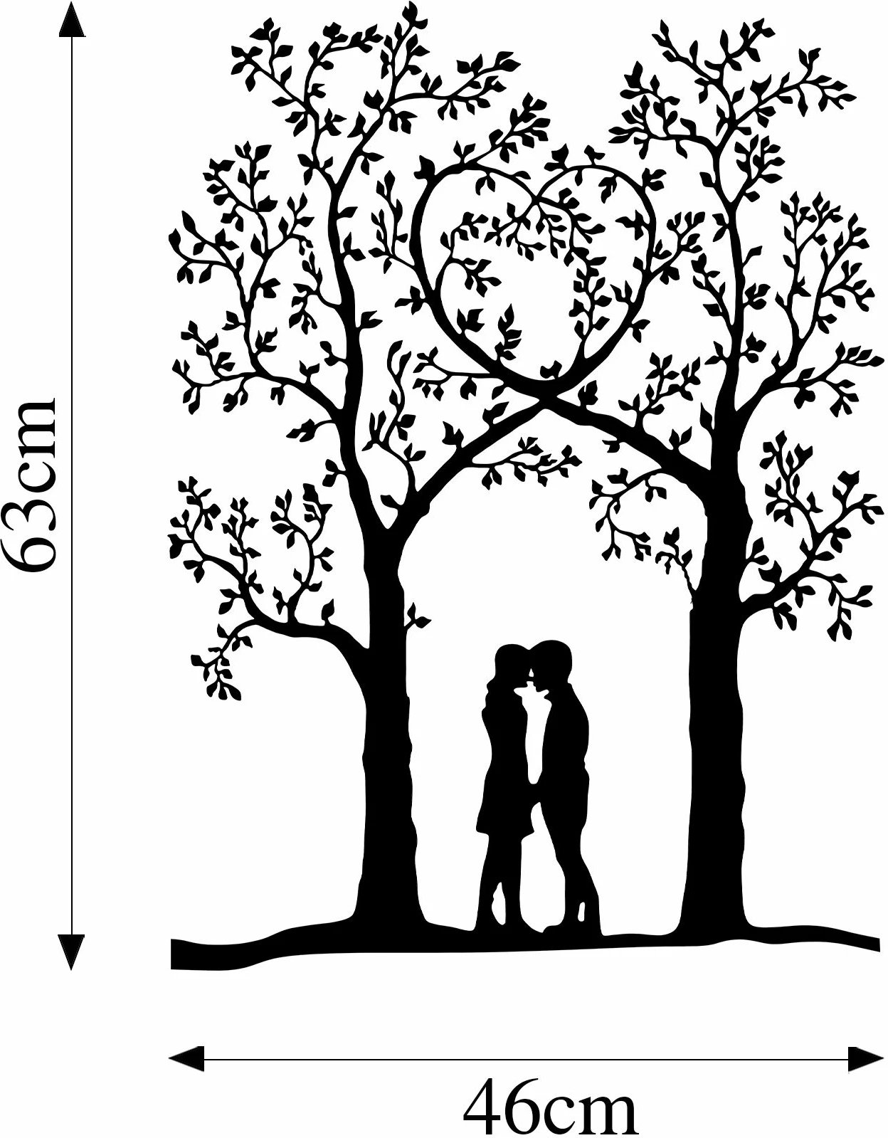 Aksesor dekorativ metalik për mur, Love Garden, Wallity, 46x63cm, i zi