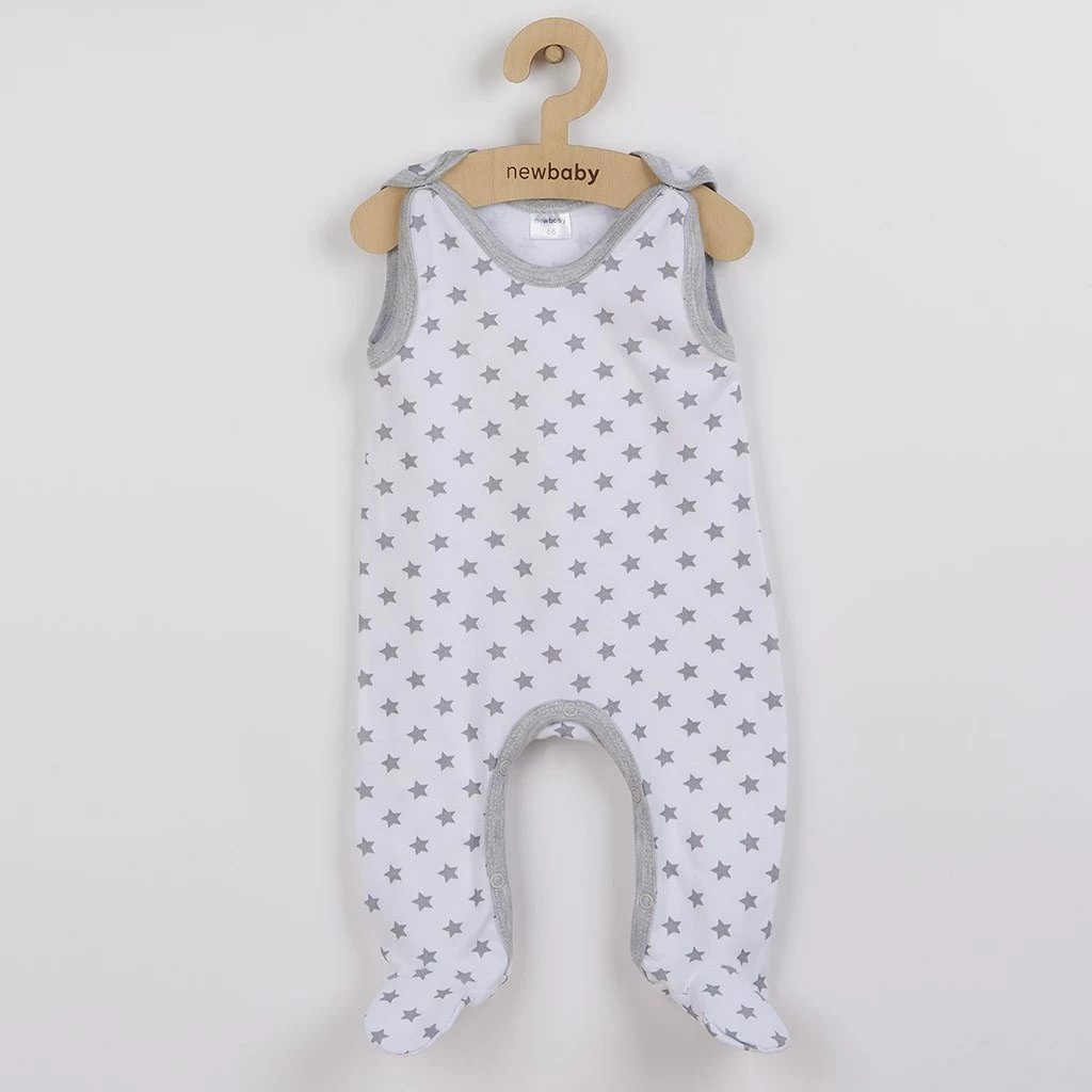 Kombinezon për bebe, New Baby, Classic II, 100% pambuk, madhësia 56 (0-3m), gri me yje