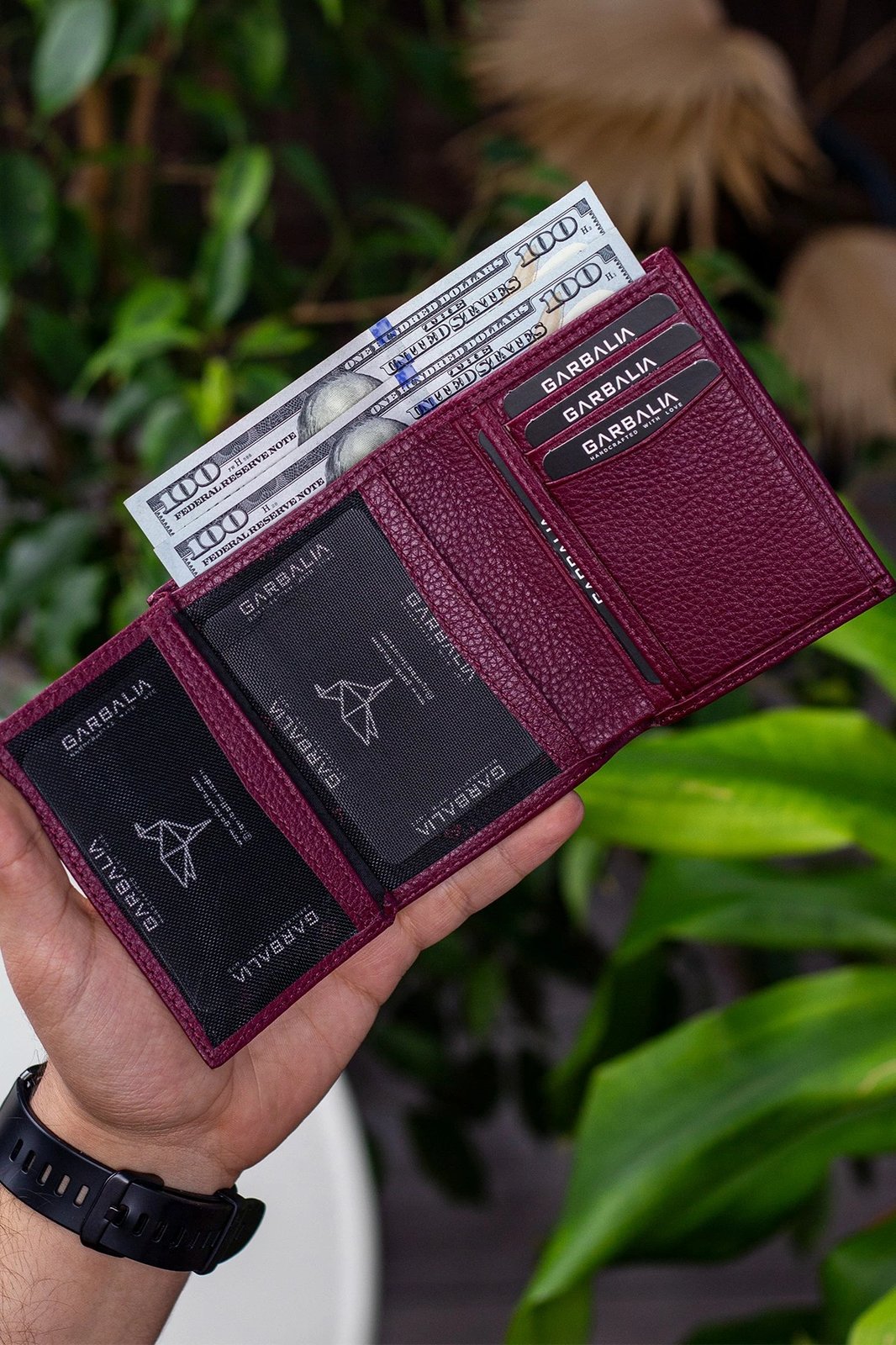 Portofol për burra, ngjyrë e kuqe claret, Zoozie Bags, Rilton