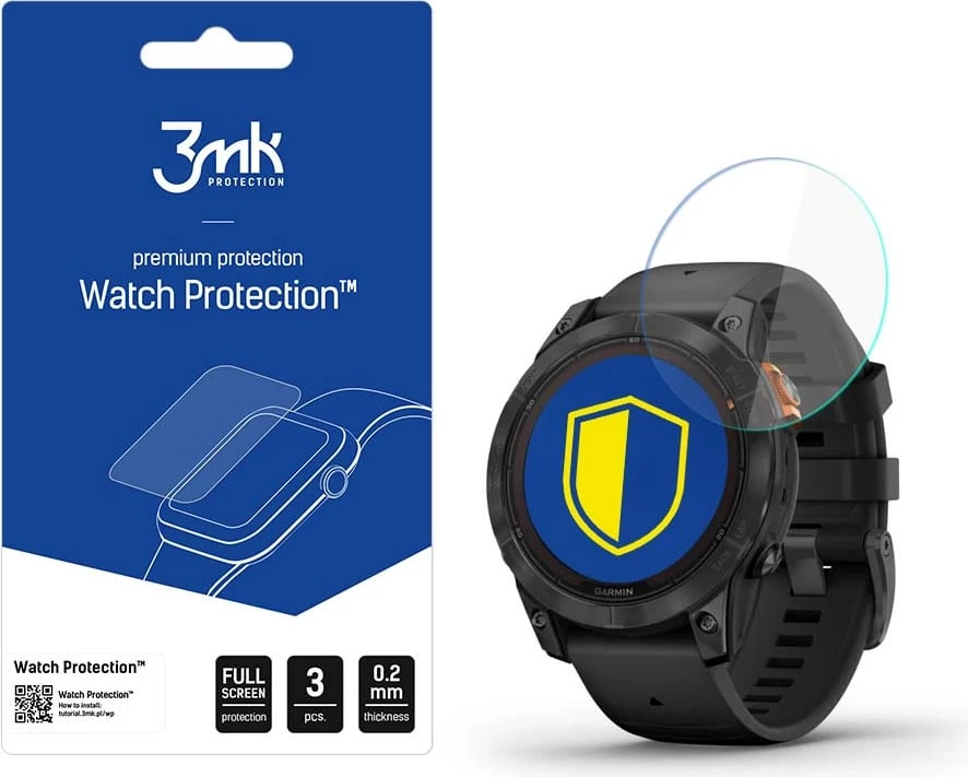 Mbrojtës ekrani për orë Garmin Fenix 7 Pro Solar, 3mk Protection Watch Protection, 3 copë, Transparent