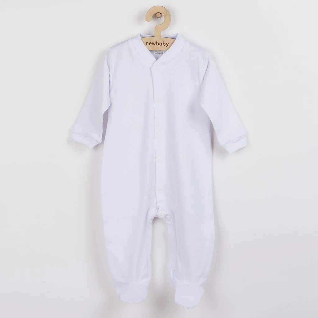 Kombinezon bebe, New Baby, Classic, 100% pambuk, madhësia 80 (9-12m), e bardhë