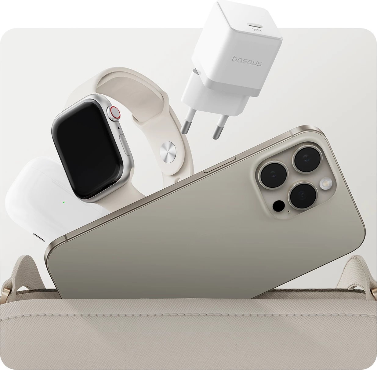 Karikues muri Baseus Palm 20W, USB-C, i bardhë