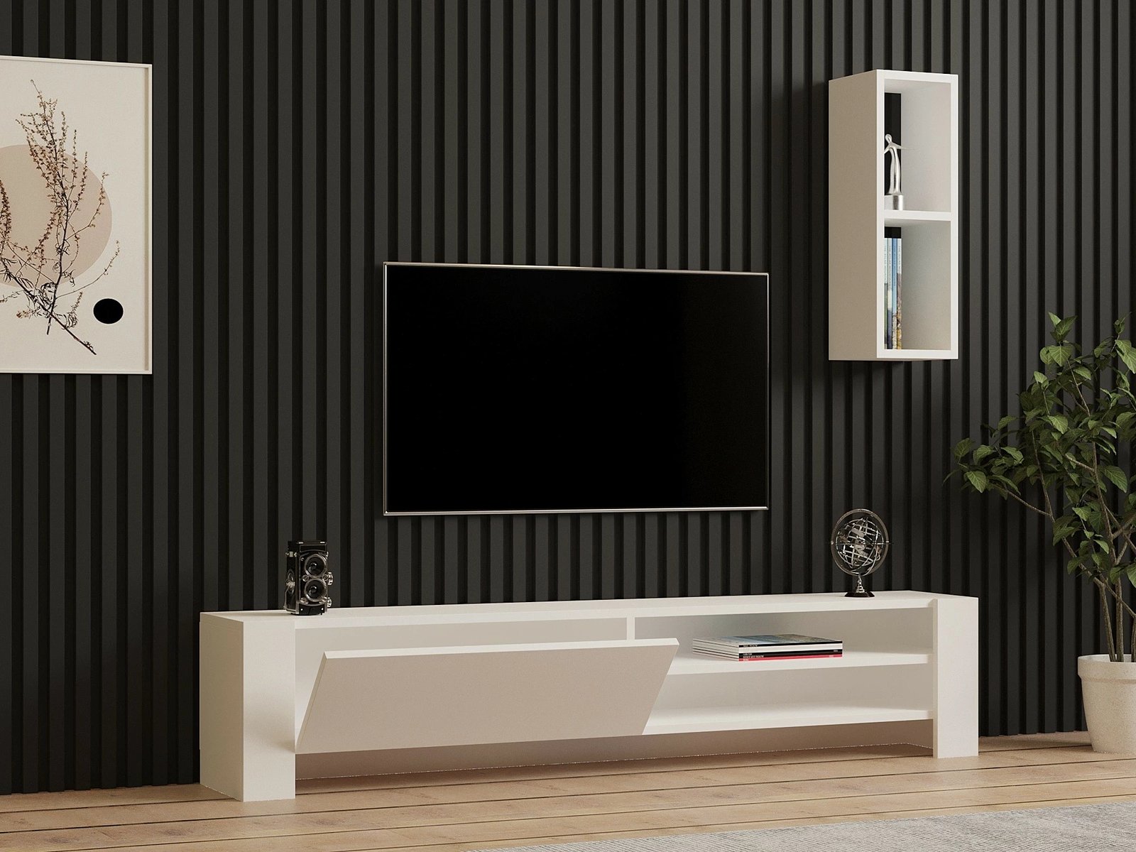 Komodë TV Hanah Home, Naz, e bardhë