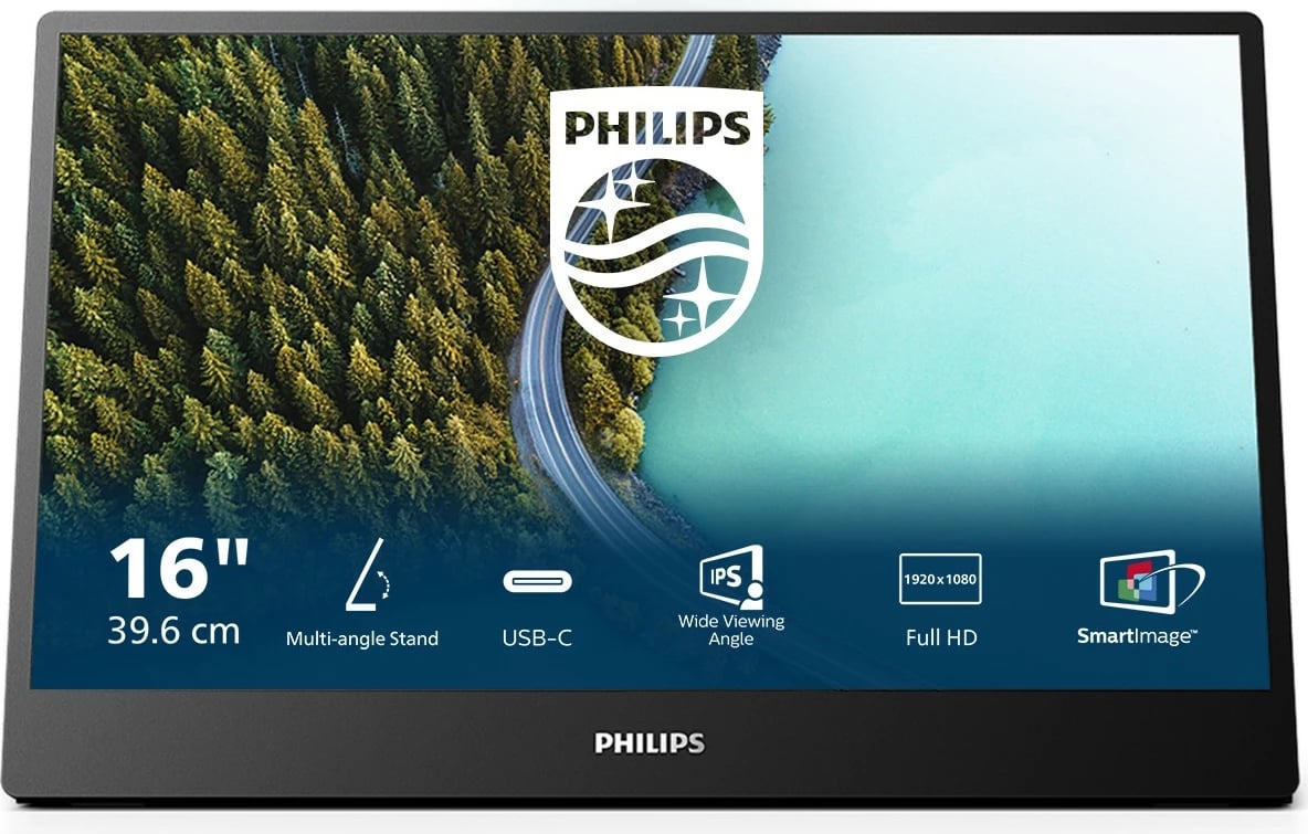 Monitor Philips 3000 series 16B1P3302/00, 15.6", Full HD, LED, e zezë