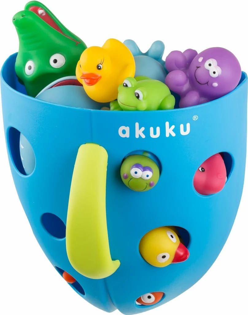 kuti lodrash për banjë Akuku plastike me dorezë dhe thithësa 25x22 cm gri