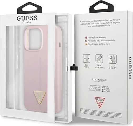 Mbështjellës Guess Silicone Triangle për iPhone 13 Pro/13 6.1", Violet