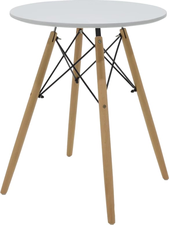 Set tavoline me karrige, ngjyrë e bardhë-natyrale, D60x73cm