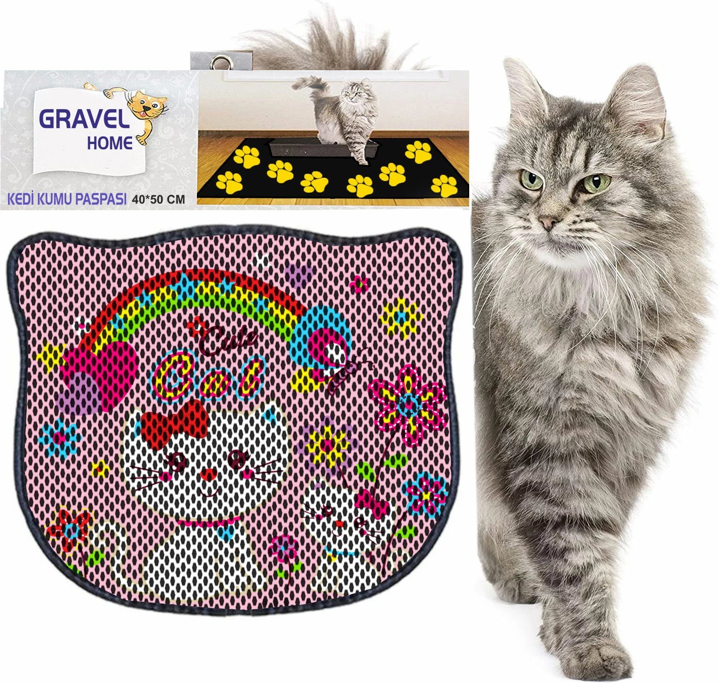 Tapet për rërë mace, shumëngjyrësh, Paws & Whiskers, Kdkafa0047, 40x50cm