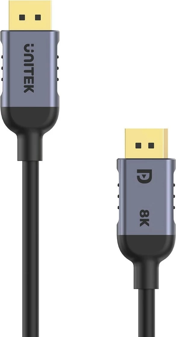 Kabel DisplayPort Unitek 1.4 8k 60hz, 4k 240hz, 1m, ngjyrë zi-argjendtë