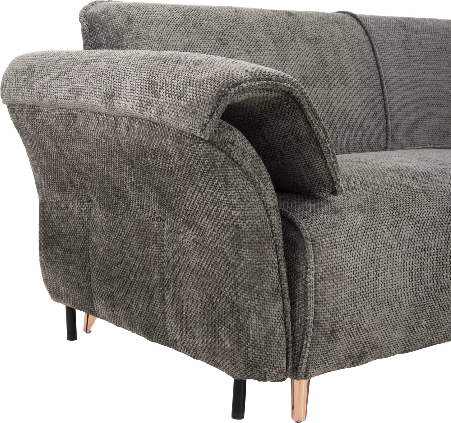 Divan qoshe i kthyeshëm MAILO, FH6071.02, pëlhurë gri e errët, këmbë metalike, 300x150x80H cm