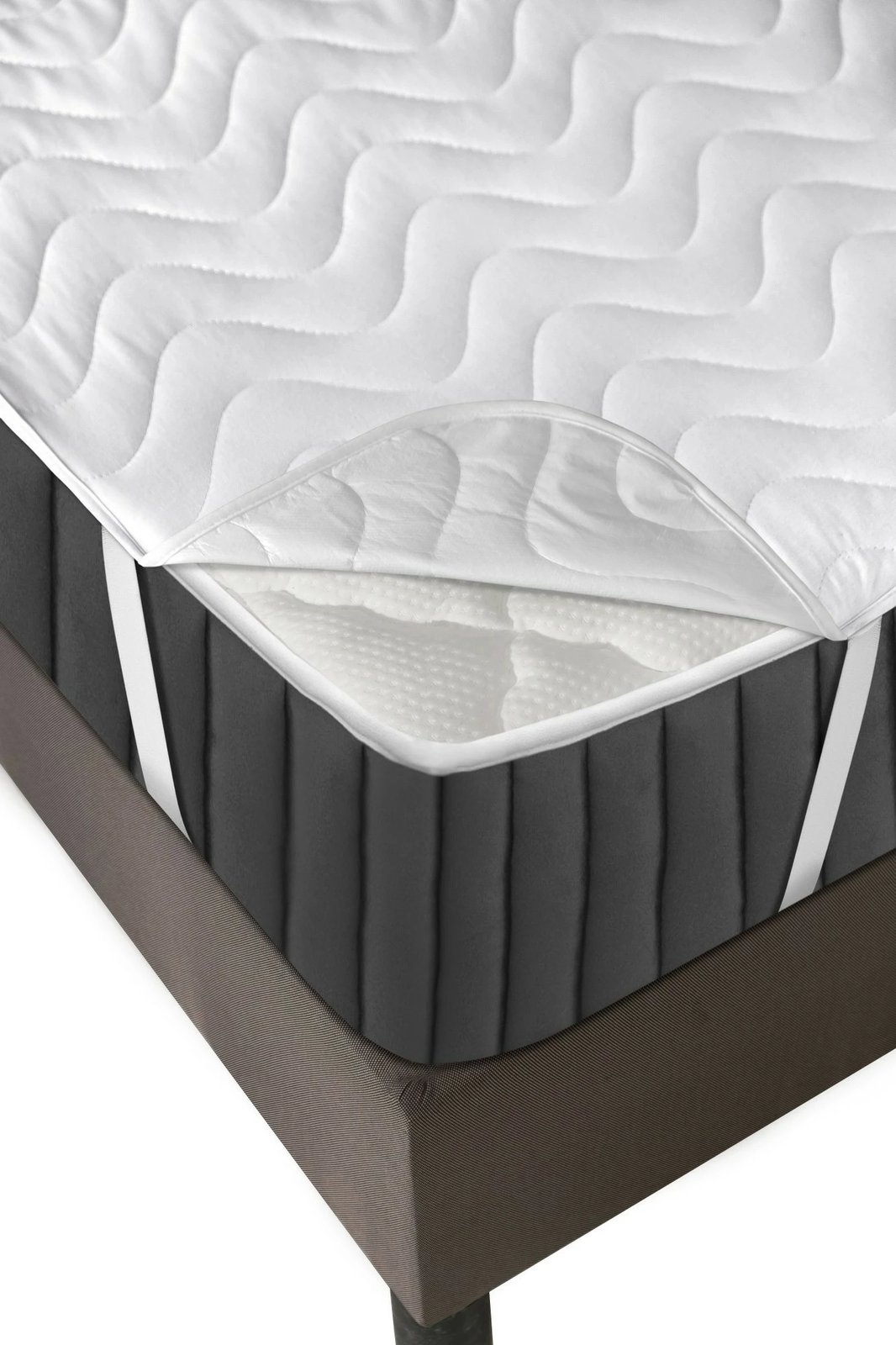 Mbrojtës për shtrat dopio, pambuk, i bardhë, 160x200cm