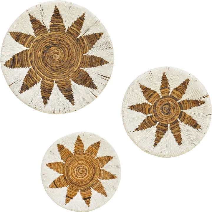 Dekor muror Circy, set 3 copë, thurje shkopi, ngjyrë bardhë-bezhë