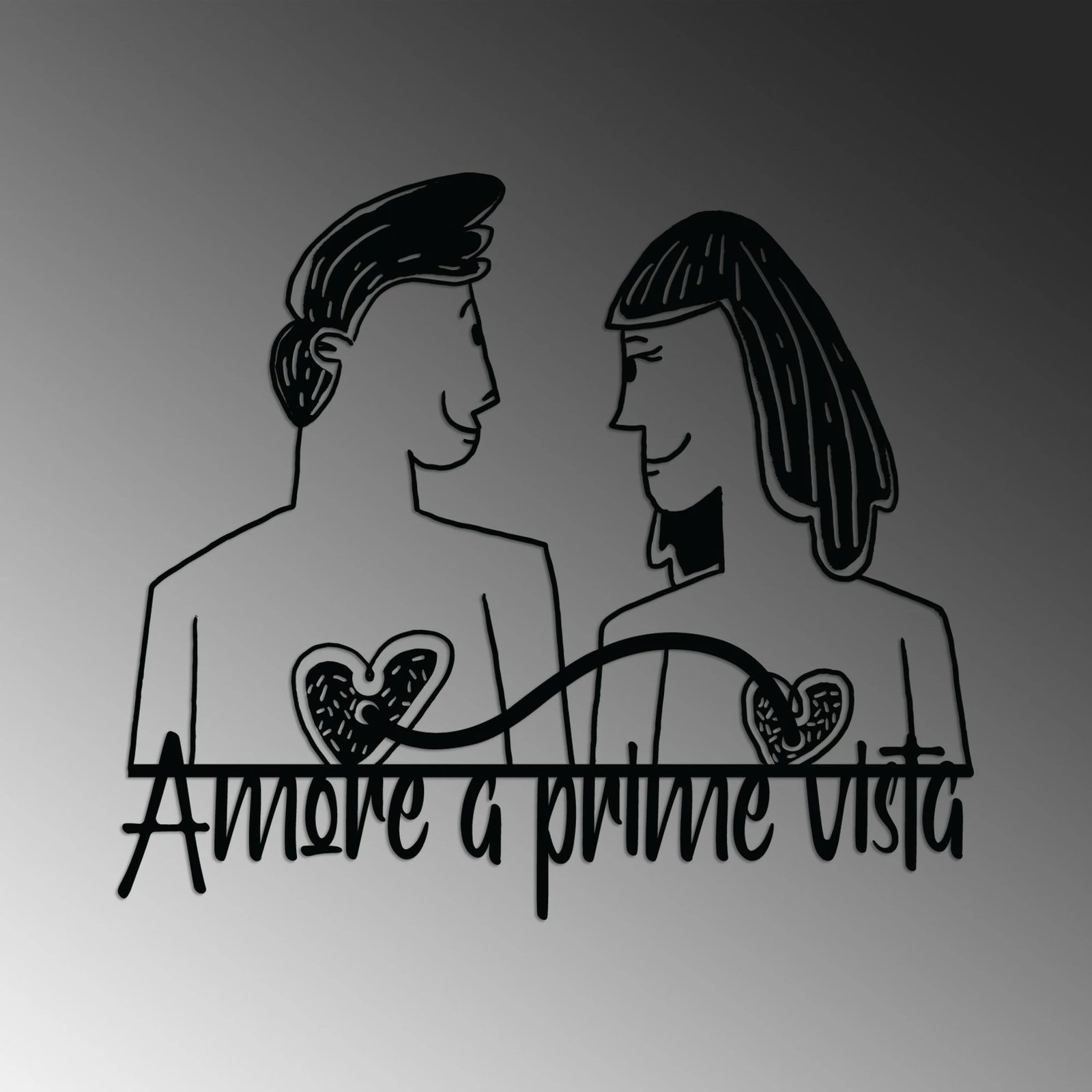 Aksesor dekorativ metalik për mur, Wallity, Amore Prima Vista 5, ngjyrë e zezë, 56x49cm