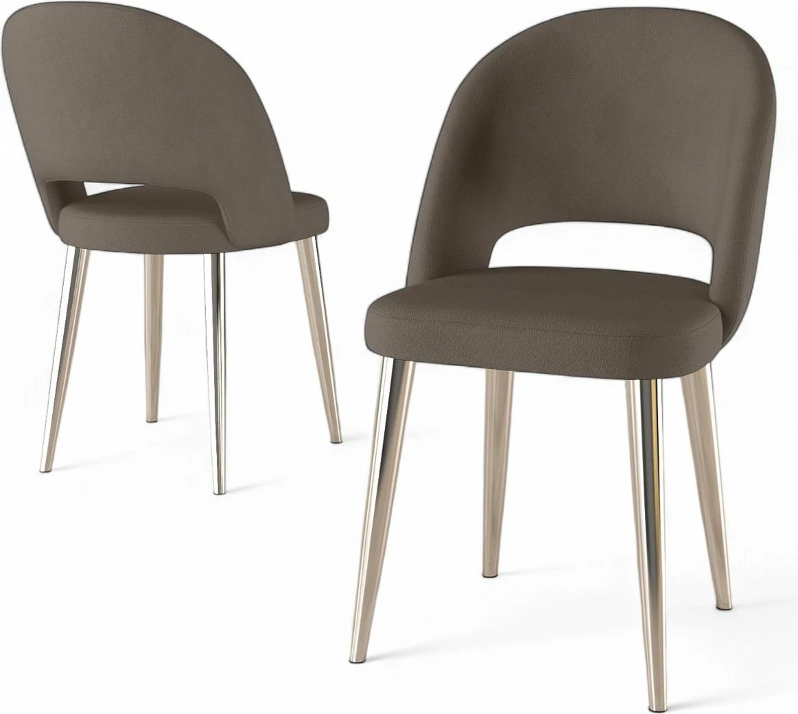 Set karrigesh (4 copë) Hanah Home, ngjyrë kapuçino, këmbë kromi