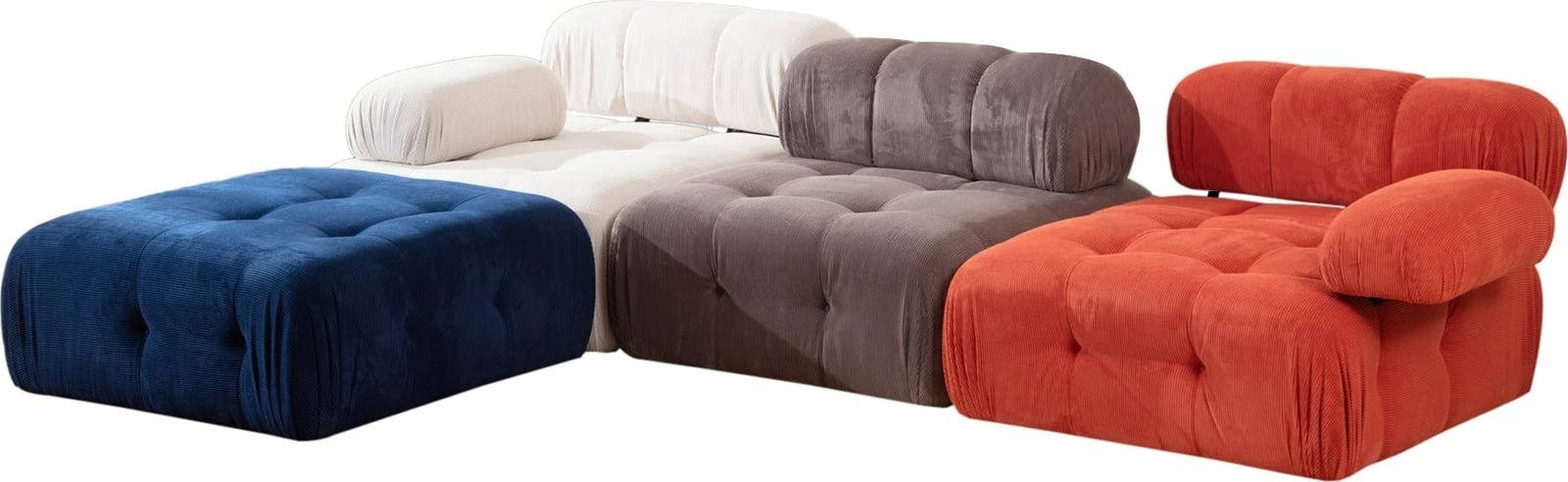 Këndare Atelier del Sofa Doblo, 3 vende me pouffe, shumëngjyrëshe