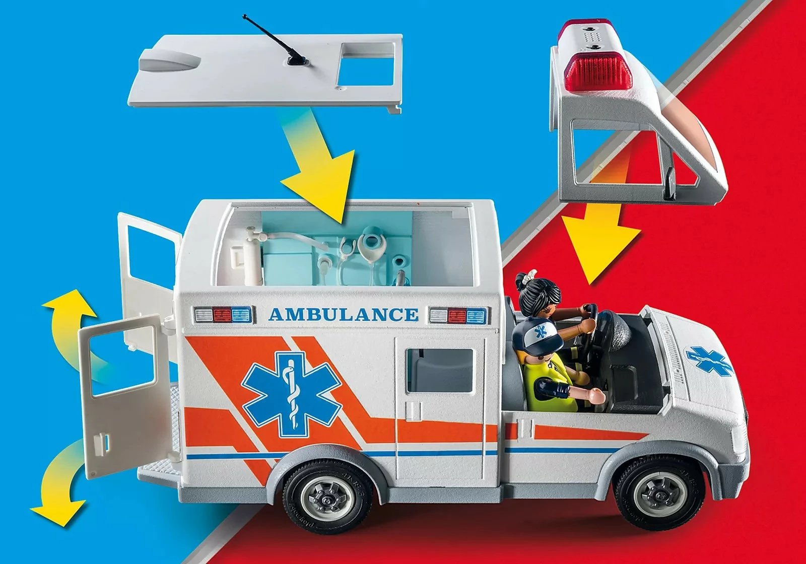 Set lodrash Playmobil City Action 71232 Ambulanca me figurina dhe aksesorë