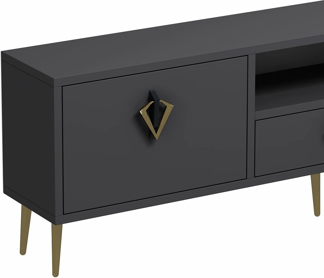 Komodë TV Skye Decor, anthracite, e zezë, e artë, 1311-DROP-32