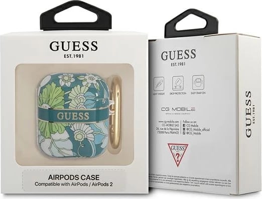 Mbështjellës Guess GUA2HHFLN për AirPods, Flower Strap Collection, i gjelbër