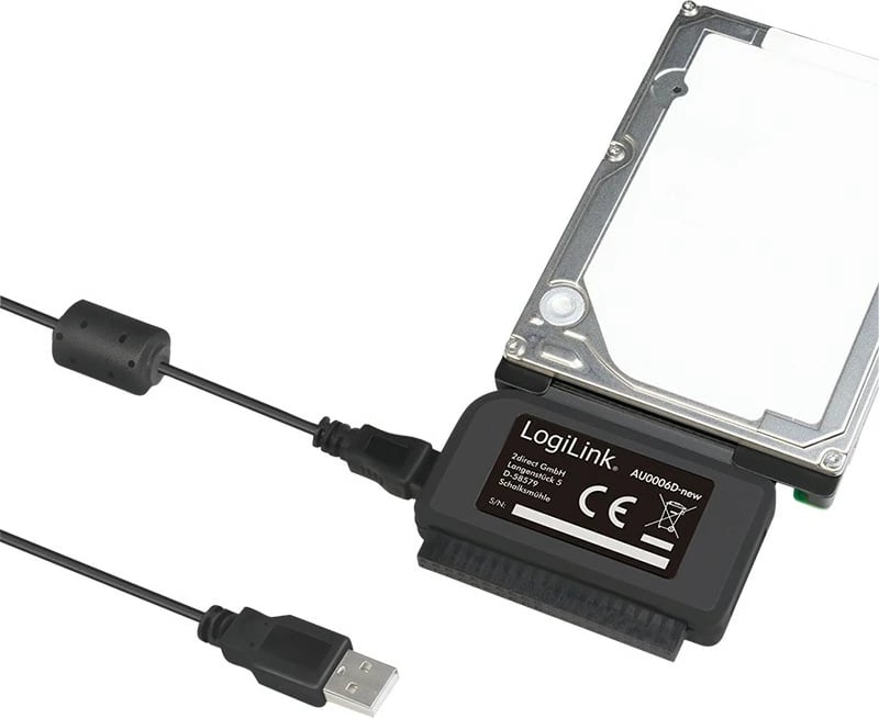 Adapter LogiLink AU0006C, USB Type-A, IDE/ATA, SATA, 1.2 m, e zezë