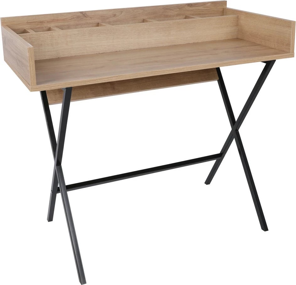 Tavolinë grimi moderne, ngjyrë lis dhe e zezë, Skye Decor, Hive