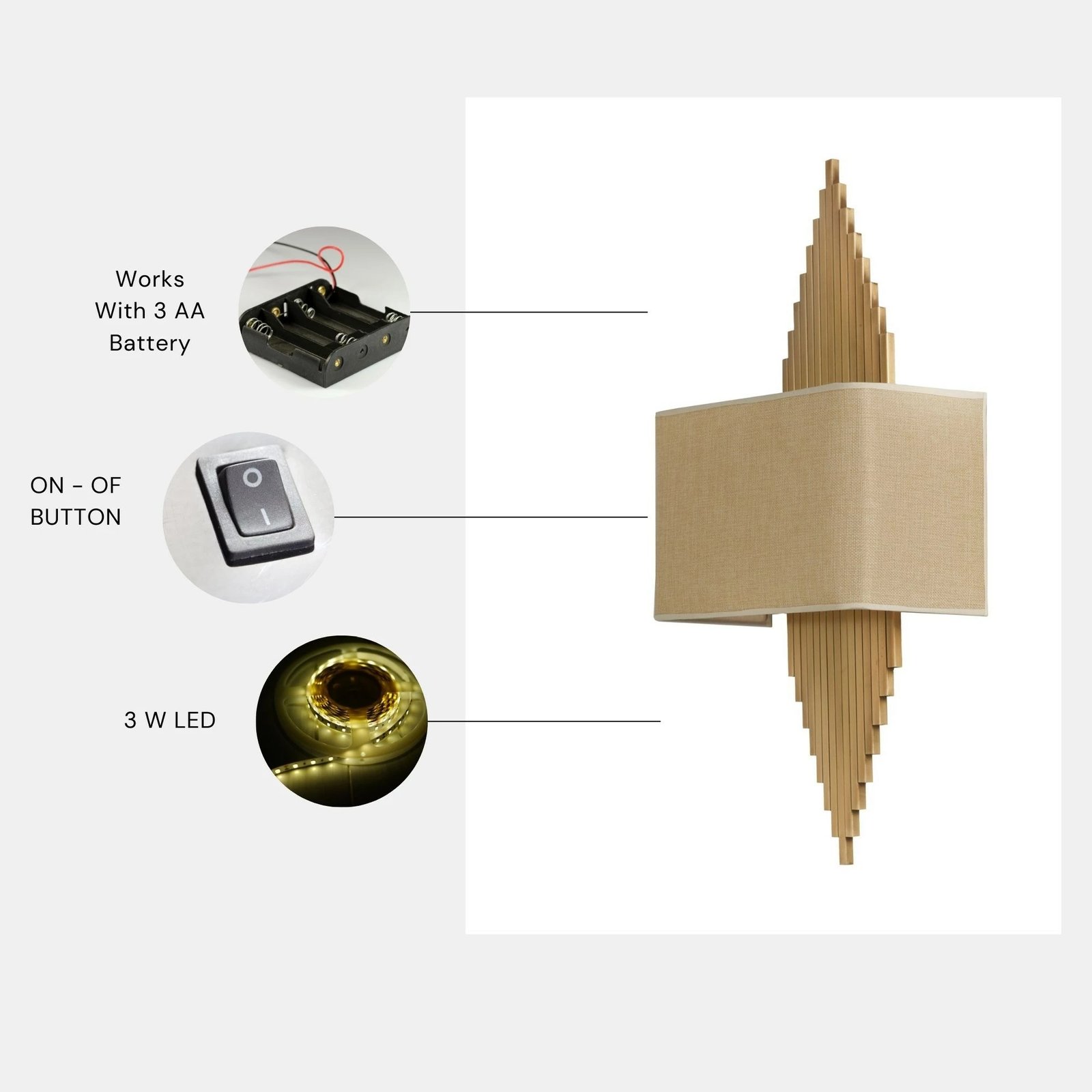 Llambë muri Opviq, Aslı - 8763-1P, ngjyrë ari dhe bezhë