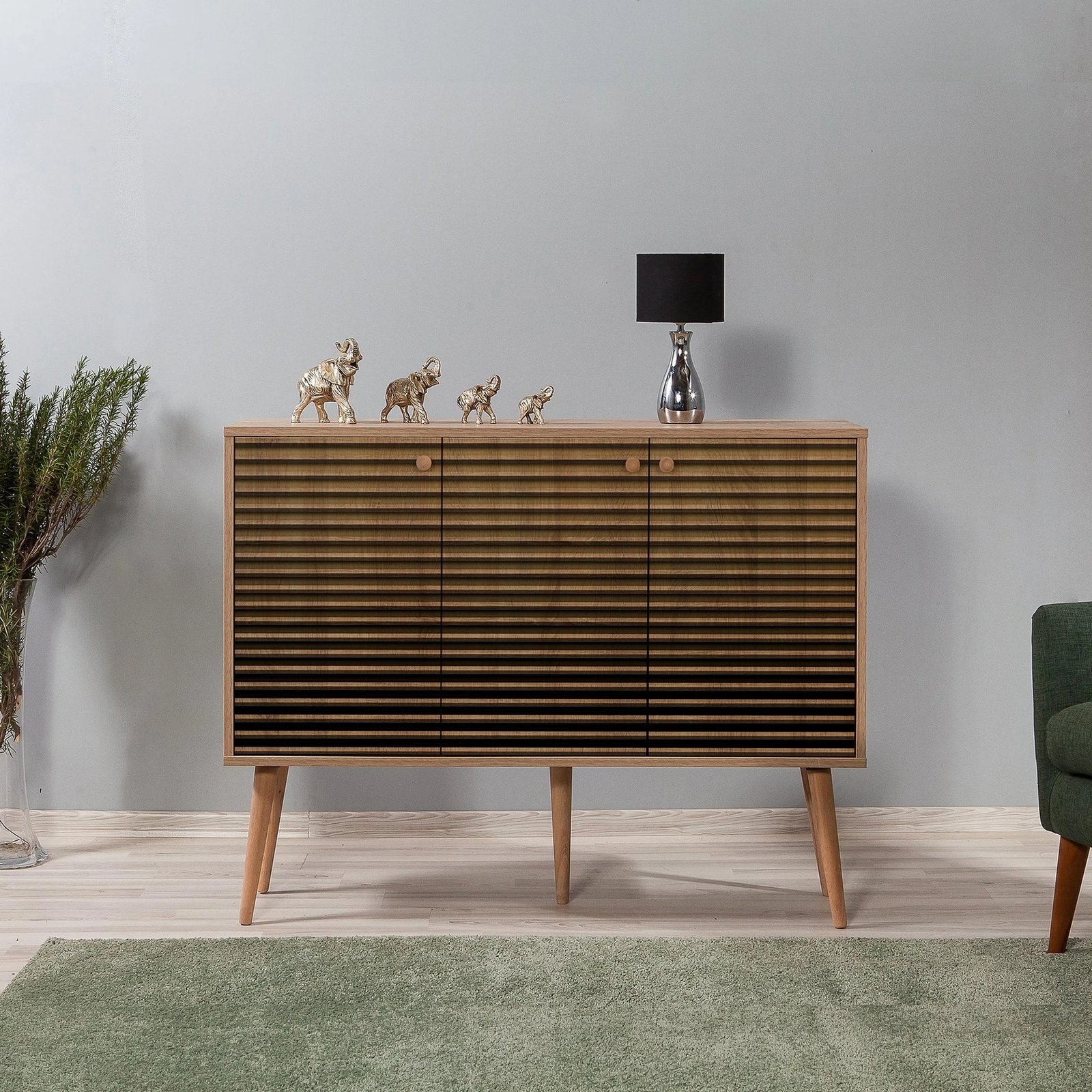 Konsolë Hanah Home, Mega-220, ngjyrë lisi Sonoma