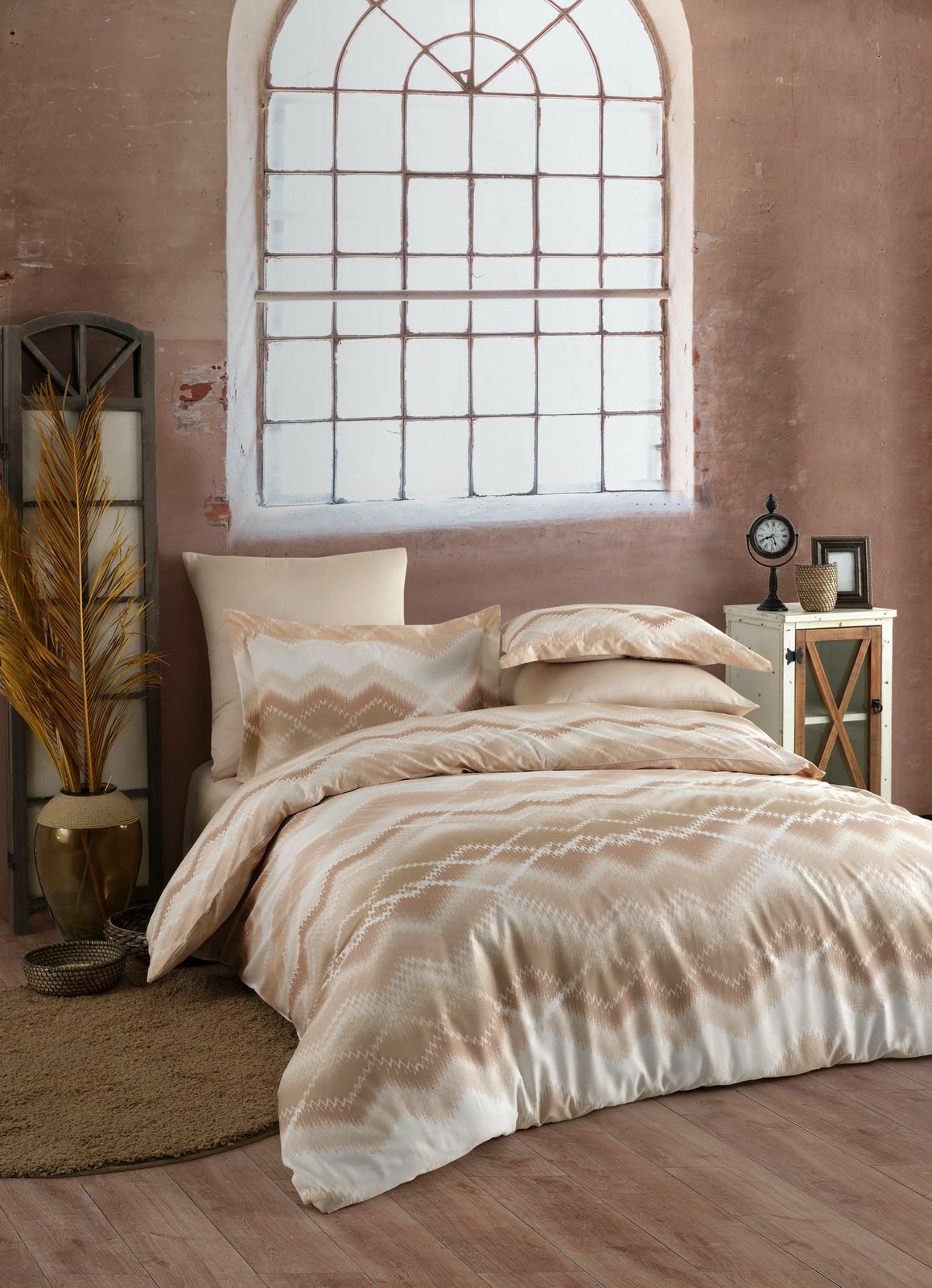 Set mbulesë jorgan për teke XXL, saten, Onzino, bezhë/krem