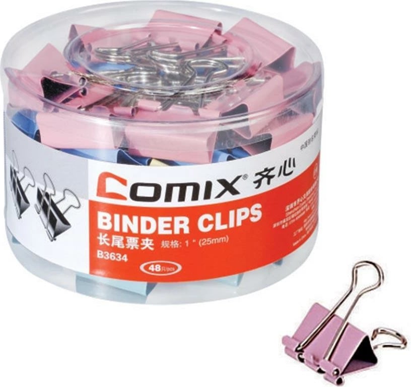 Kapëse Comix 25mm, 48 copë, Ngjyra të ndryshme