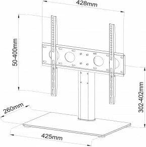 Ministolik me mbajtëse TV ART STO SD-33, për TV 32-55 inç, e zezë