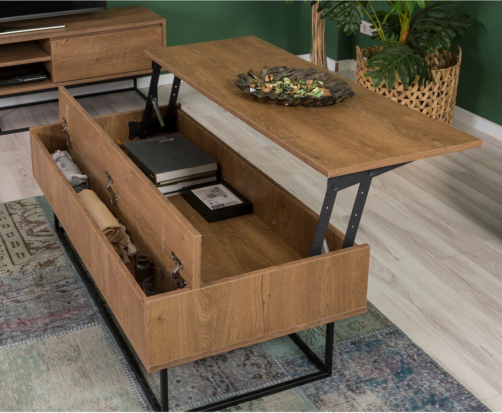 Set mobiljesh për dhomë dite, Laxus Takım 10, ngjyrë arre dhe e zezë