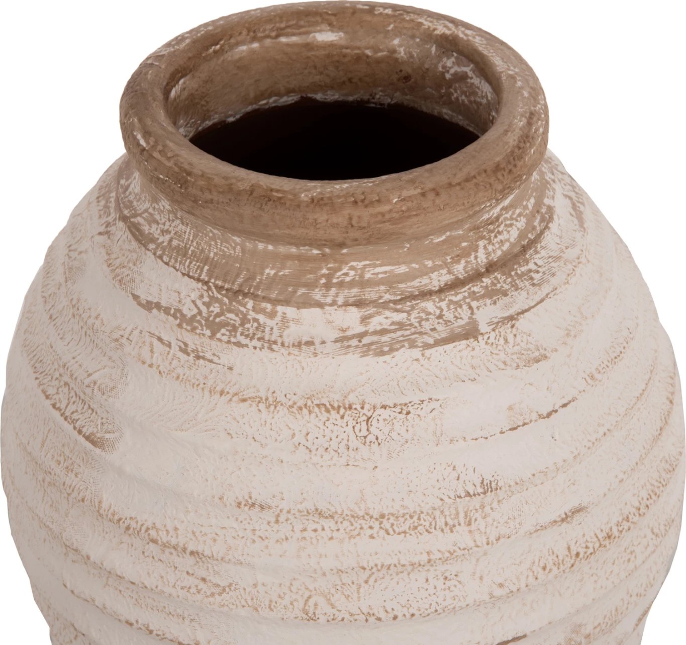 Vazo dekorative për dysheme PYDNA FH7939 terrakota, ngjyrë e bardhë-bezhë antike, Φ25x30H cm