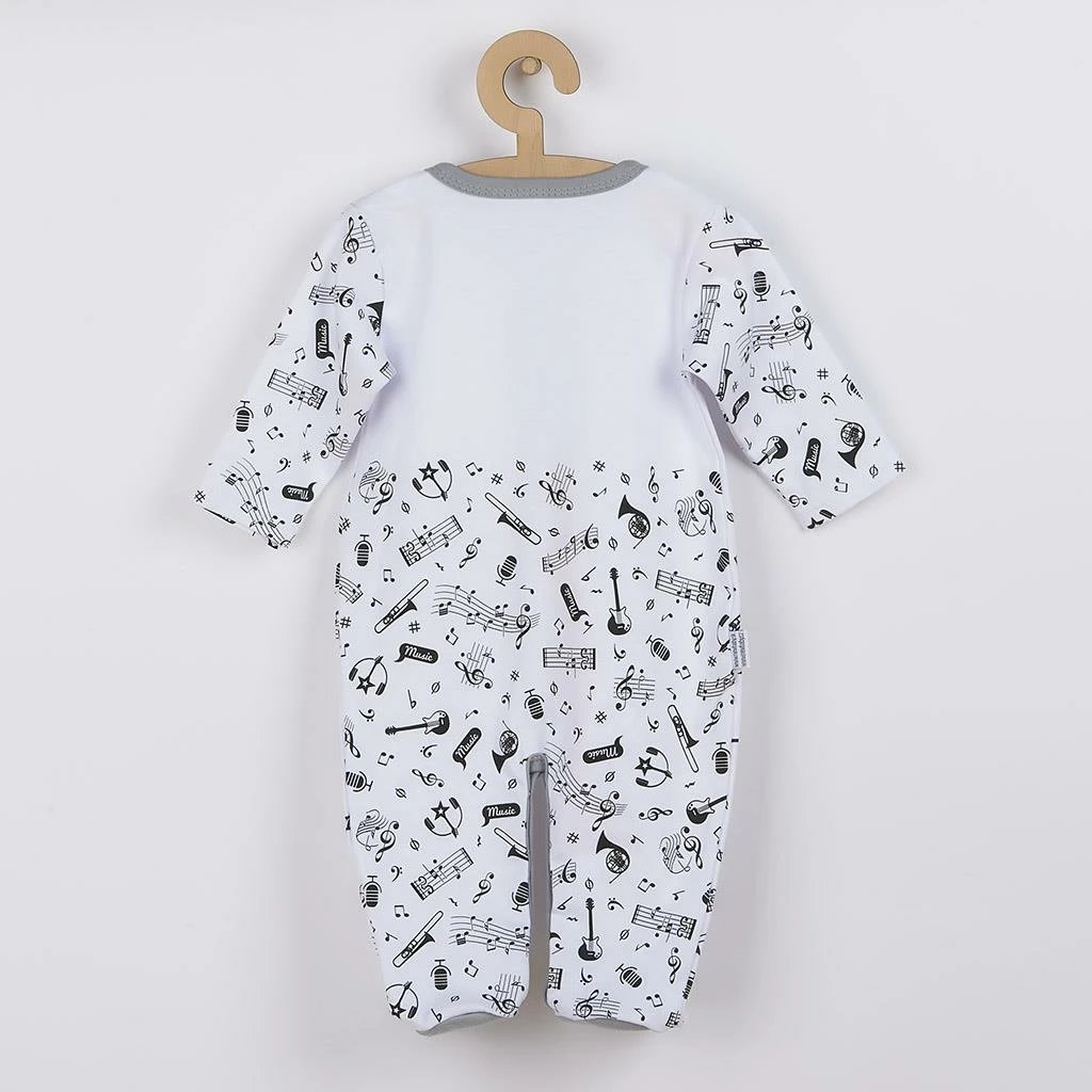 kombinezon bebe, New Baby, Music, 100% pambuk, madhësia 80 (9-12 muaj), i bardhë