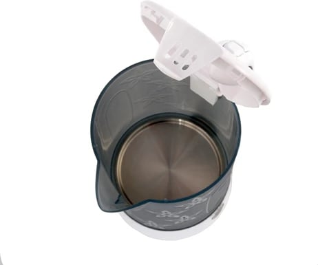 Çajnik elektrik, Adler, AD 1268, 0.6 L, plastikë, 900W, udhëtim, i bardhë-gri, set me 2 gota e 2 lugëza