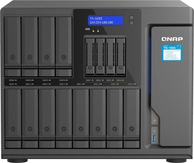 NAS server QNAP TS-1655-8G, Intel Atom C5125, 8 GB RAM, 16 slote, Tower, E zezë