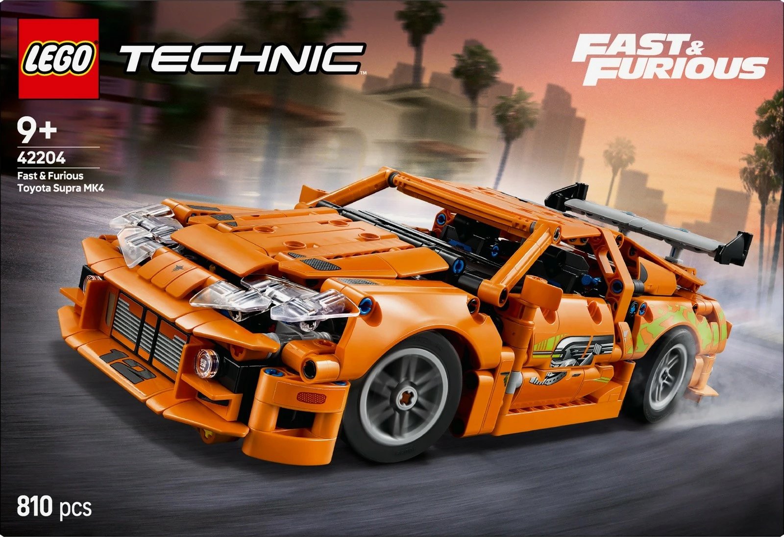 Set ndërtimi LEGO Technic Fast & Furious Toyota Supra MK4, 810 pjesë, Portokalli