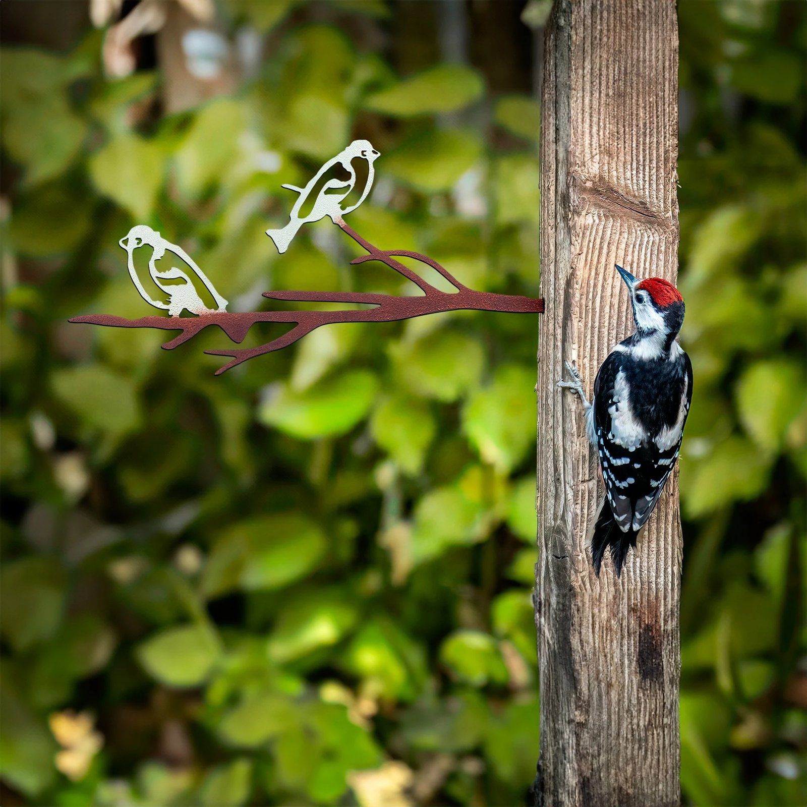 Objekt dekorativ për kopsht, dizajn Aberto, zog në degë, 28