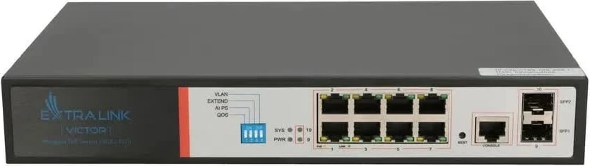 Switch Extralink VICTOR, 8x Gigabit PoE/PoE+, 2x SFP, 150W