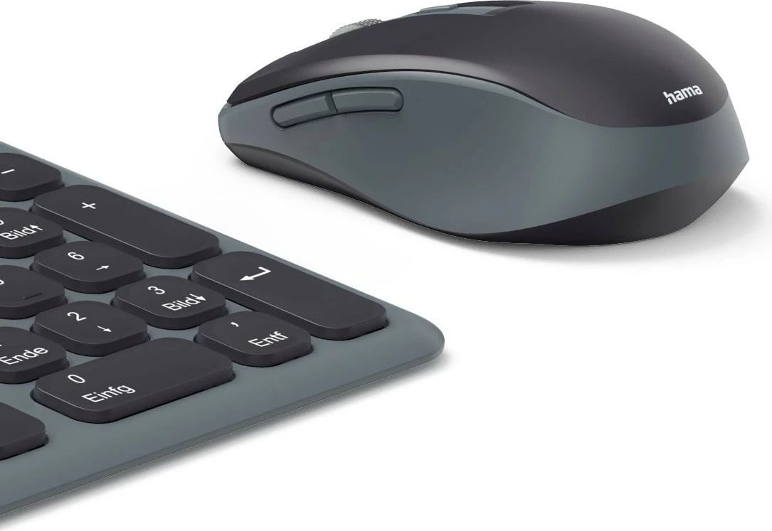 Set tastierë dhe maus wireless Hama WKM-550, QWERTY, për zyrë, e zezë/gri