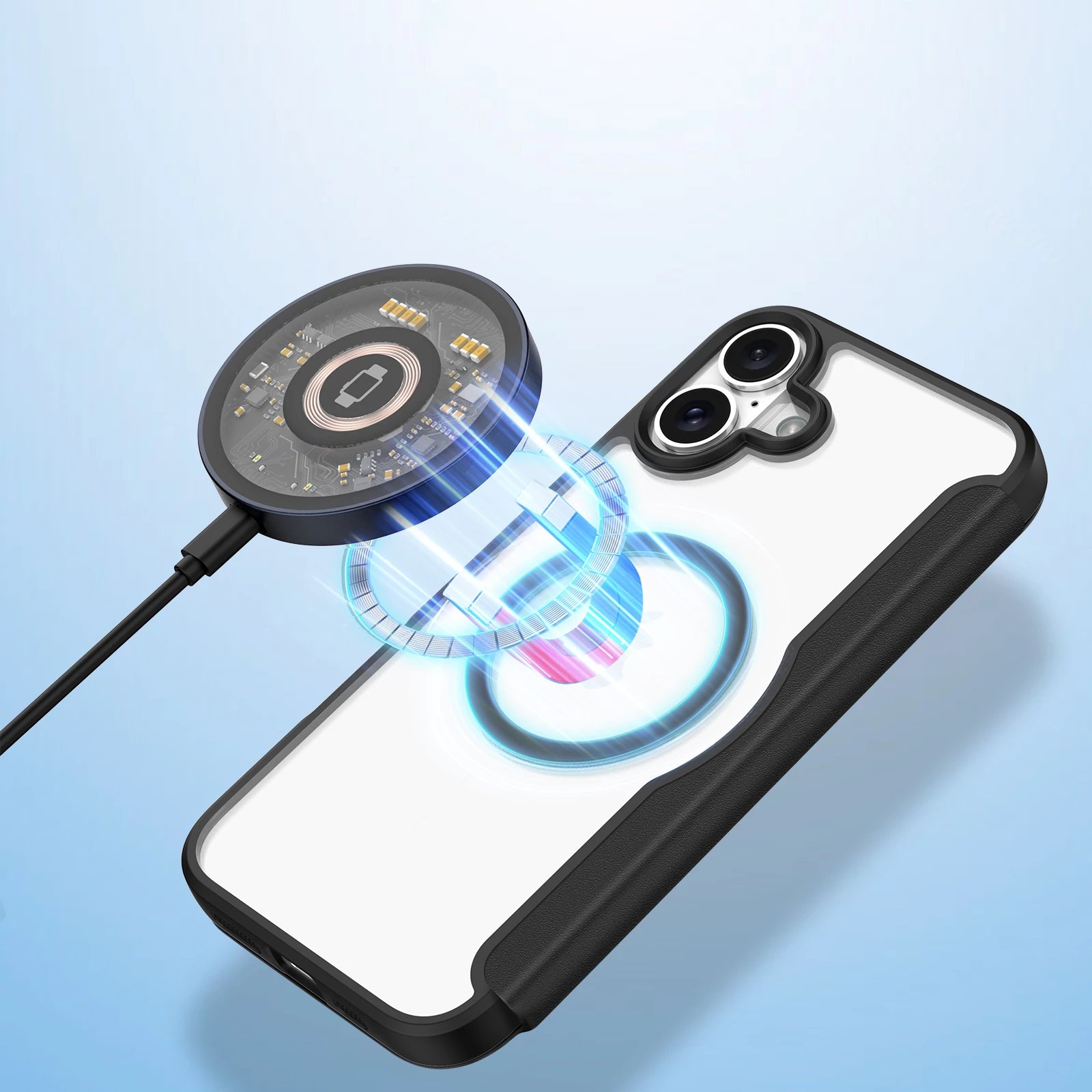 Mbështjellës Dux Ducis Skin X Pro për iPhone 16, me MagSafe, me kapak, i zi