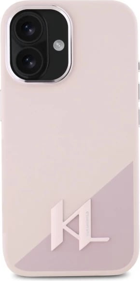 Mbështjellës Karl Lagerfeld Silicone Shadow Metal Initial MagSafe për iPhone 16, Rozë